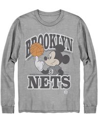 Junk Food Gray Brooklyn Nets Disney Mickey Team Spirit Long Sleeve T-shirt