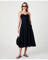 French Connection - Sateen Pleated Midi Dress - Lyst