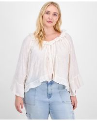 And Now This - Plus Size Bell-sleeve High-low Blouse - Lyst
