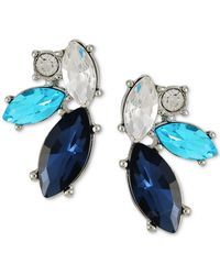 Guess - Tone Aqua & Blue Stone Cluster Button Earrings - Lyst