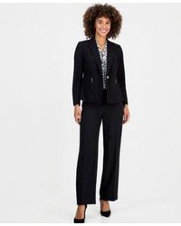 Kasper - Notched Collar Jacket Printed Tie Neck Sleeveless Blouse Wide Leg Pants - Lyst