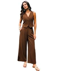 CUPSHE - Vest And Wide Leg Pants 2 Piece Matching Set - Lyst