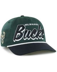 '47 - '47 Hunter Green/black Milwaukee Bucks Drop Shadow Rope Hitch Adjustable Hat - Lyst