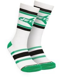 Mitchell & Ness - White/green New York Jets Throwback Team Stripes Crew Socks - Lyst