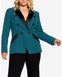 City Chic - Trendy Plus Size Tuxe Luxe Blazer Jacket - Lyst