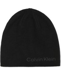 Calvin Klein - Tweed Logo 2-in-1 Reversible Beanie - Lyst