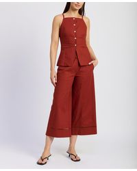 En Saison - Megumi Cotton Linen Sleeveless Button-front Top - Lyst