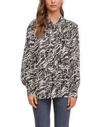 Fever - Printed Soft Crepe Bow Blouse - Lyst