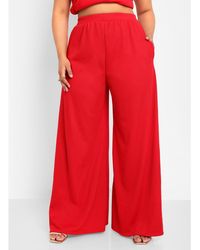 Rebdolls - Plus Size Ribbed Wide Leg Pants W. Pockets - Lyst
