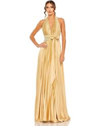 Mac Duggal - Pleated Halter Neck Gown With Center Bow - Lyst