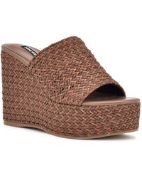 Nine West - Everie Round Toe Woven Wedge Sandals - Lyst