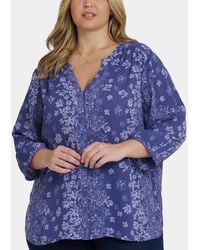 NYDJ - Plus Size Pintuck Split Neck Top - Lyst
