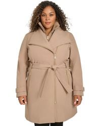 Calvin Klein - Plus Size Belted Long-sleeve Wrap Coat - Lyst