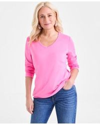 Style & Co. - Cotton 3 4 Sleeve V Neck Tee Pxs 4x Created For Macys - Lyst