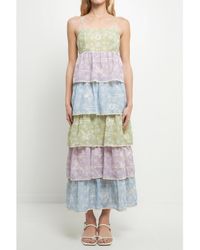 English Factory - Floral Print Maxi Tiered Dress - Lyst
