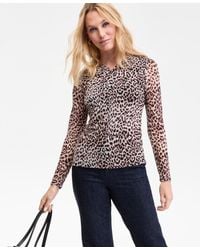 INC International Concepts - Twist-neck Printed Mesh Top - Lyst