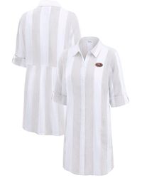 Tommy Bahama - Khaki/whiteâ Pittsburgh Steelers Rugby Beach Stripe Button-up Tunic Top - Lyst