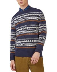 Ben Sherman - Chunky Knitted Fair Isle Long-sleeve Crewneck Sweater - Lyst