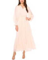 Vince Camuto - Smocked Waist Tie Neck Tiered Maxi Dress - Lyst