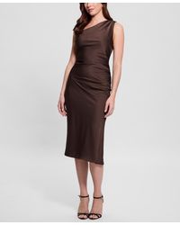 Guess - Ashlyn Asymmetrical-neckline Sleeveless Midi Dress - Lyst