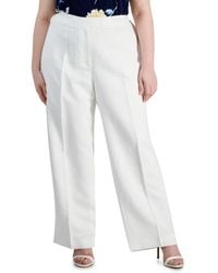 Anne Klein - Plus Size Linen-blend High Rise Fly-front Wide-leg Pants - Lyst