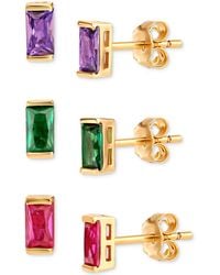 Giani Bernini - 3-pc. Set Multicolor Cubic Zirconia Rectangle Stud Earrings In 18k Gold-plated Sterling Silver, Created For Macy's - Lyst