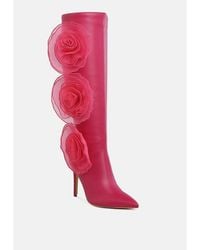 LONDON RAG - Chinkara Sheer Big Rose Detail Long Boots - Lyst