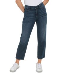 Calvin Klein - High-rise Straight-leg Raw-hem Jeans - Lyst
