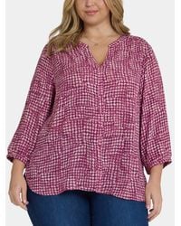NYDJ - Plus Size Pintuck Split Neck Top - Lyst