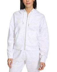 Calvin Klein - Fleece Crop Zip-front Long-sleeve Hoodie - Lyst