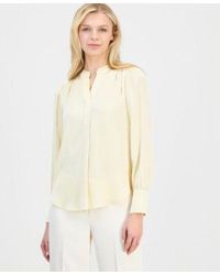 Anne Klein - Pleat Front Long Sleeve Blouse Regular Petite - Lyst