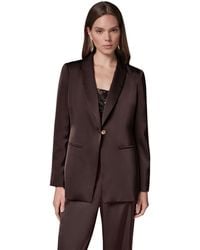 Donna Karan - Petite Satin Shawl Lapel Shoulder-padded Blazer - Lyst