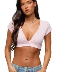 Edikted - Cecey Button Up Crop Top - Lyst