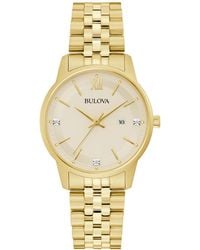 Bulova - Classic Diamond Accent Stainless Steel Bracelet Watch 32mm - Lyst
