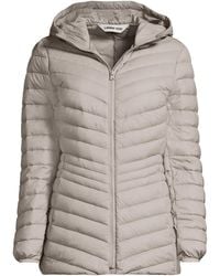 Lands' End - Wanderweight Packable Down Hooded Long Jacket - Lyst