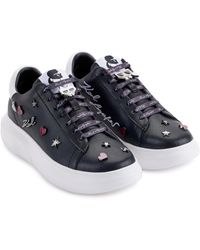Karl Lagerfeld - Kenna Lace-up Low-top Embellished Sneakers - Lyst