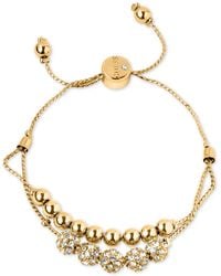 Guess - Pave Beaded Double-row Slider Bracelet - Lyst