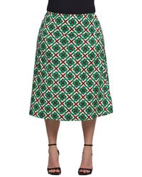 24seven Comfort Apparel - Plus Size Print Comfortable Elastic Waist Knee Length Skirt - Lyst