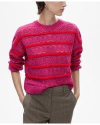 Mango - Two-tone Openwork Sweater - Lyst
