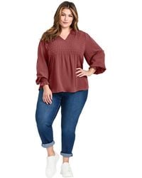 Avenue - Plus Size Marcie Shirred Detail Blouse Tops - Lyst
