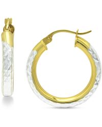 Giani Bernini - Small Two-tone Textured Hoop Earrings In Sterling Silver & 18k Gold-plate, 3/4", Created For Macy's - Lyst