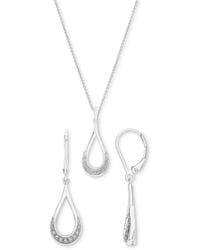 Macy's - 2-pc. Set Diamond Open Teardrop Pendant Necklace & Matching Drop Earrings (1/6 Ct. T.w. - Lyst