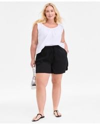 On 34th - Plus Size Cotton Gauze V-neck Flutter-sleeve Top - Lyst