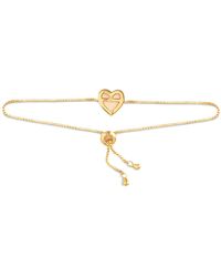 Giani Bernini - Mother Of Pearl & Cubic Zirconia Heart Halo Bolo Bracelet In 18k Gold-plated Sterling Silver, Created For Macy's - Lyst