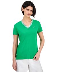 Nautica - Jeans Solid Stripe-trim V-neck - Lyst
