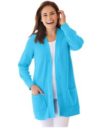 Woman Within - Plus Size Within Button-front Shaker Cardigan - Lyst