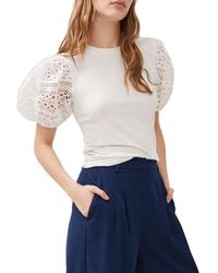French Connection - Rosana Anges Eyelet-sleeve Top - Lyst