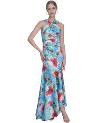 Eliza J - Floral-print Twist-front Halter Gown - Lyst