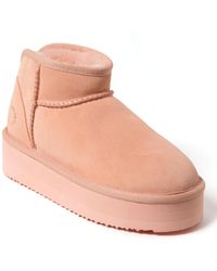 Dearfoams - Fireside By Kingston Genuine Shearling Platform Bootie - Lyst