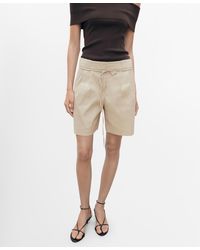 Mango - Bow Belt Linen Shorts - Lyst